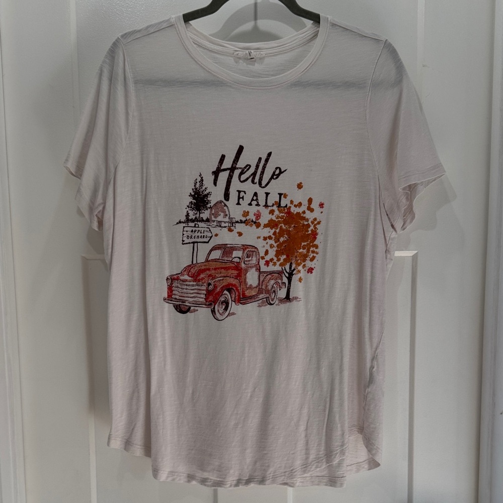 Maurices Women’s Classic White Crewneck Tee Hello Fall Size 0X